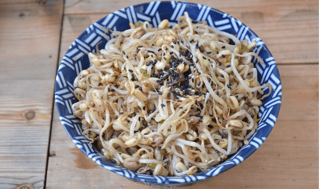 Fragrant with roasted sesame oil, this savoury, cooling, crunchy dish is my favourite way to eat bean sprouts!